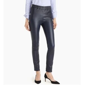 NWT J. Crew Collection Leather Leggings in Navy Blue, Size 0